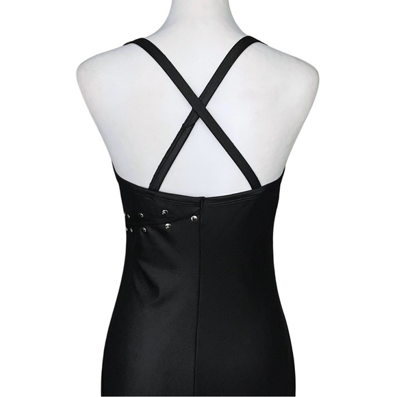 Vintage 90s Lip Service Punk Goth Studded Black Mini Dress S/M New Wave Gothic - Picture 8 of 10
